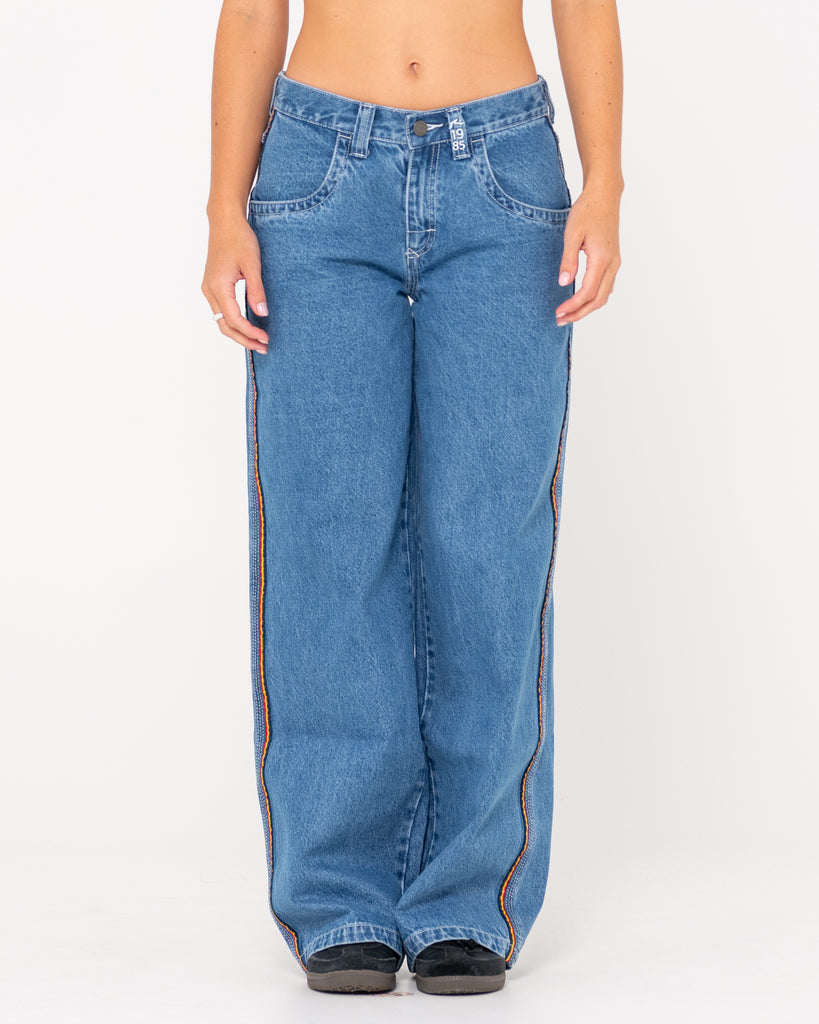 【FEPL】24FW★ Rusty Wide Denim Pants Vintage Fade Raw-Edge Ankle Denim Jeans