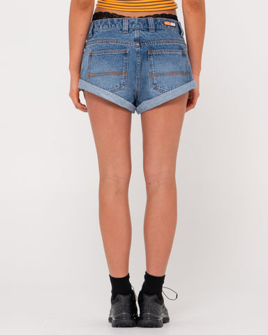 PHEONIX LOW RISE DENIM MINI SHORT