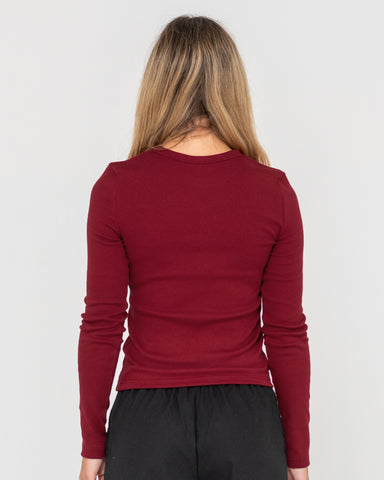 RUSTY ESSENTIALS RIBBED LONG SLEEVE TEE
