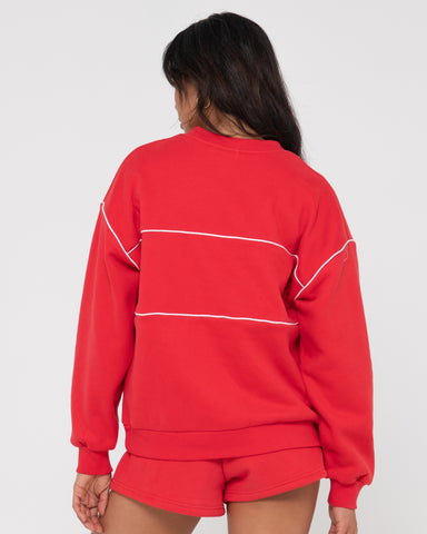 RUSTY LINE OVERSIZE CREW FLEECE