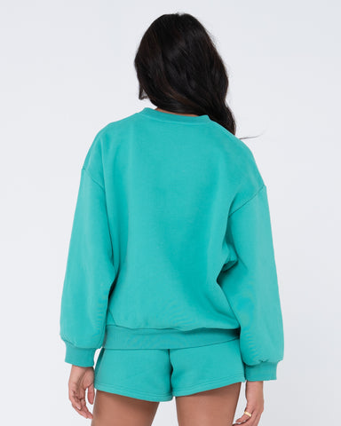 RUSTY SCRIPT OVERSIZE CREW NECK FLEECE