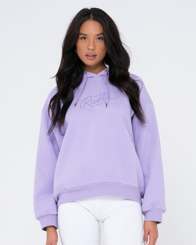 RUSTY SCRIPT OVERSIZE HOODED FLEECE